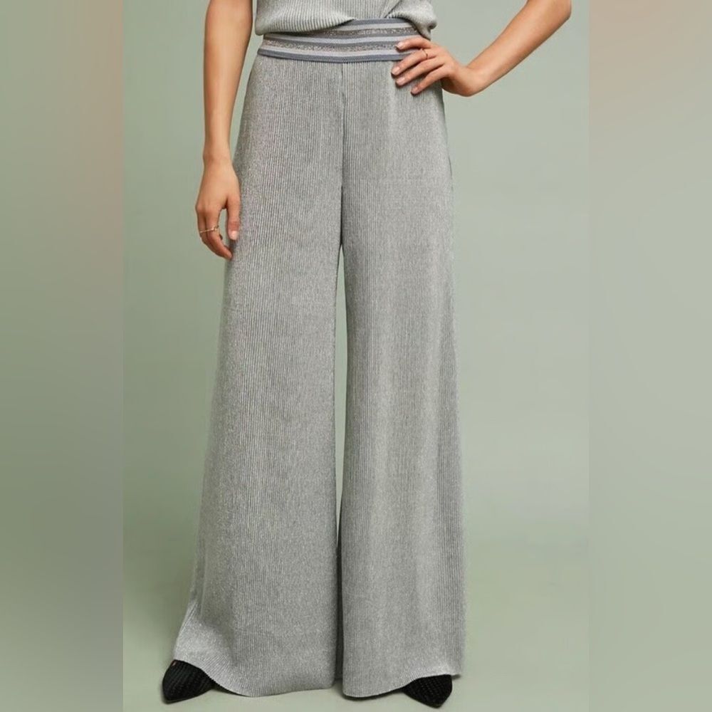 Silver & Blue Metallic Plisse Co-Ord Set - Picture 6 of 8